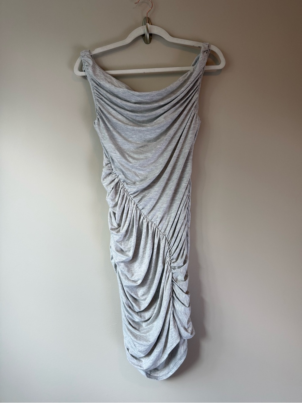 FP Beach Grey Ruched Bodycon Midi Dress One Shoulder | NWOT No Size Tag